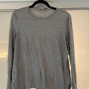 Loft size large grey/navy polka dot sweater long